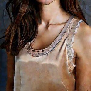 SISLEY cotton knit sleeveless sweater tank top vest ruffled trim nude size small